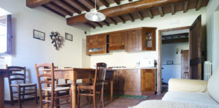 View of the living room with kitchen