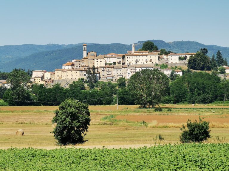 Il borgo di Monterchi sulla collina, in Valtiberina